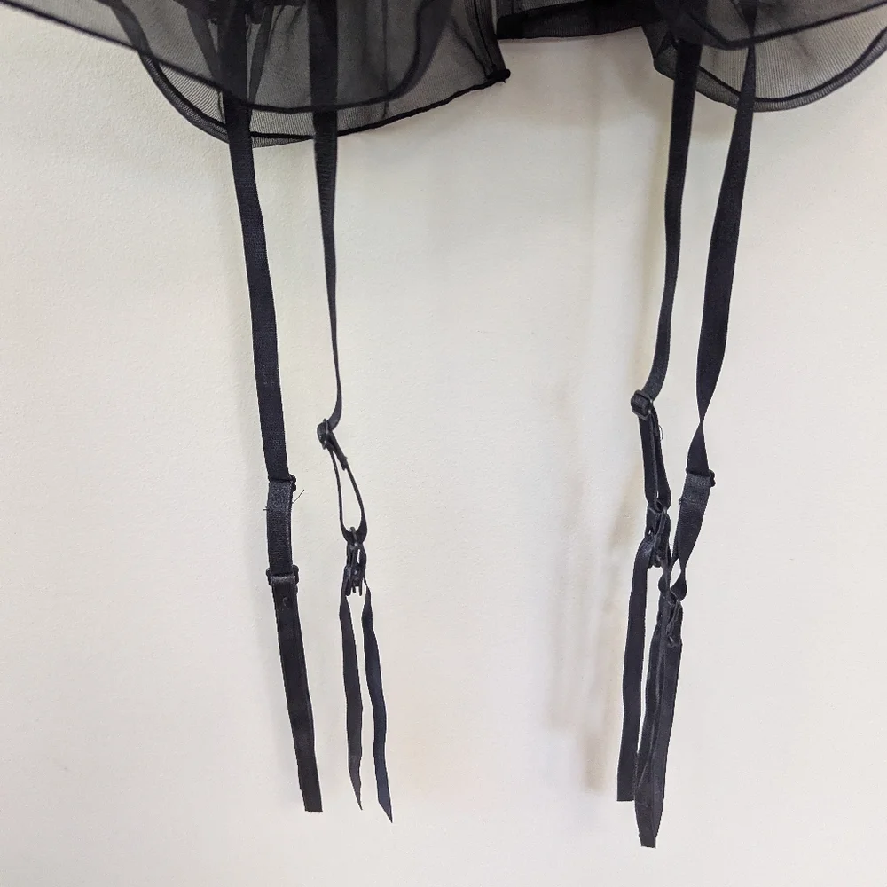 Vintage Y2K Whimsigoth Black Sheer Corset Lingerie‎ Top
